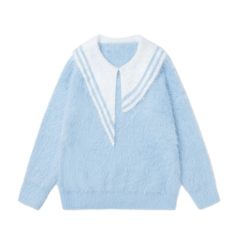 Soft Blue Oversized Casual Sweater