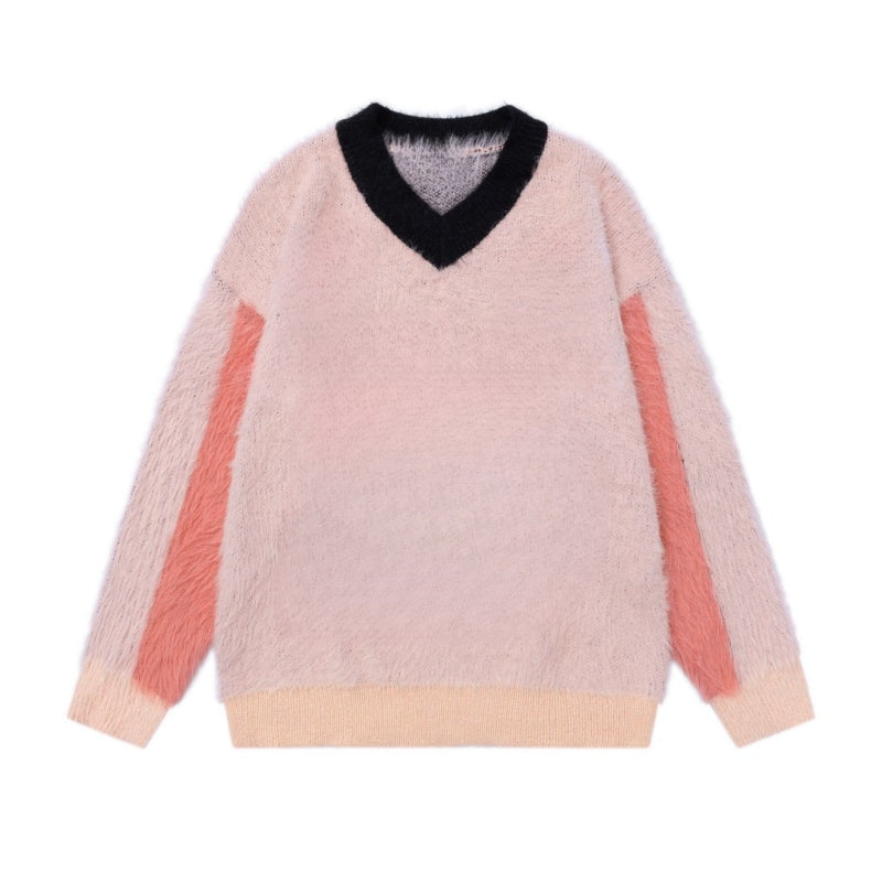 Colorblock Detail V-Neck Sweater