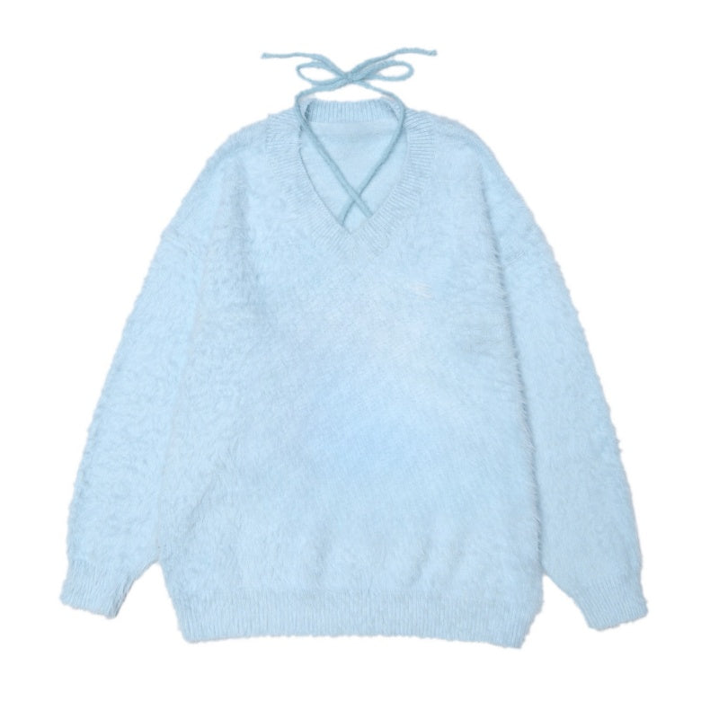 Halterneck Oversized Sweater in Cute Style