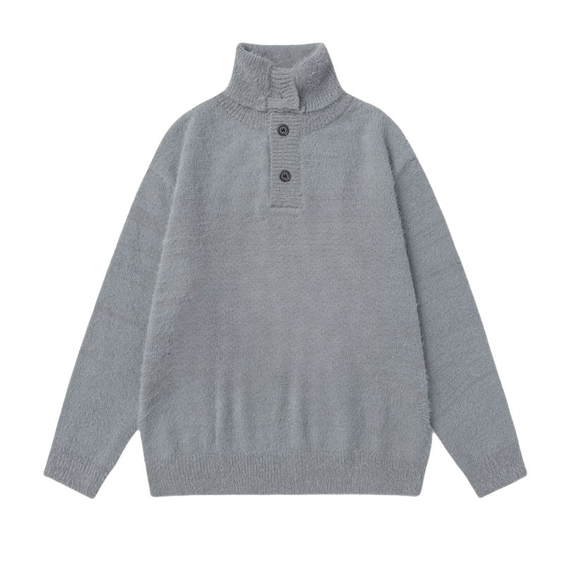 Timeless Grey Turtleneck Knit Sweater